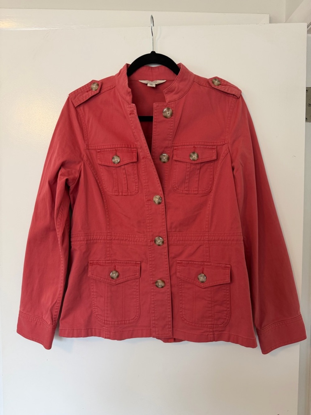 L.L. Bean Coral-Red Utility Jacket with Epaulets